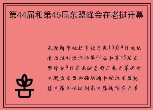 第44届和第45届东盟峰会在老挝开幕